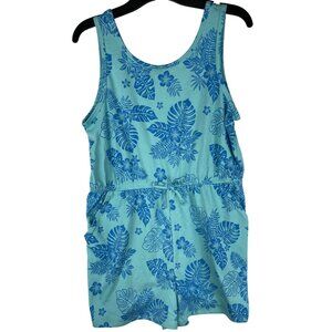 Wonder Nation girls Plus Size L (10-12) Blue Floral Romper